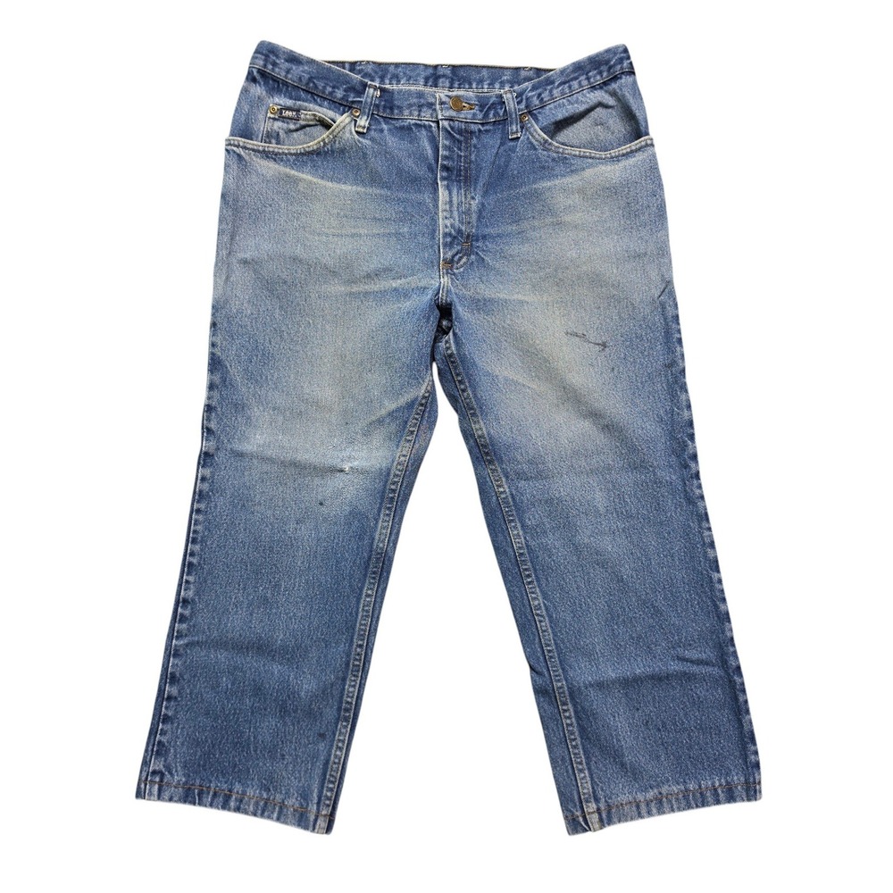 Indie Thrashed Vintage Relaxed Fit Straight Leg Jeans Mens 38x29 Blue Lee
